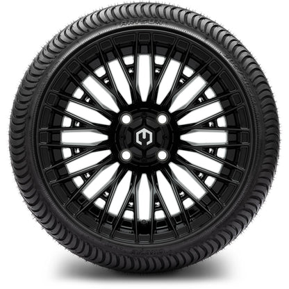 MODZ® 14" Reaper Glossy Black Wheels & Street Tires Combo (MODZ Street Fox Radial 205/40-14)