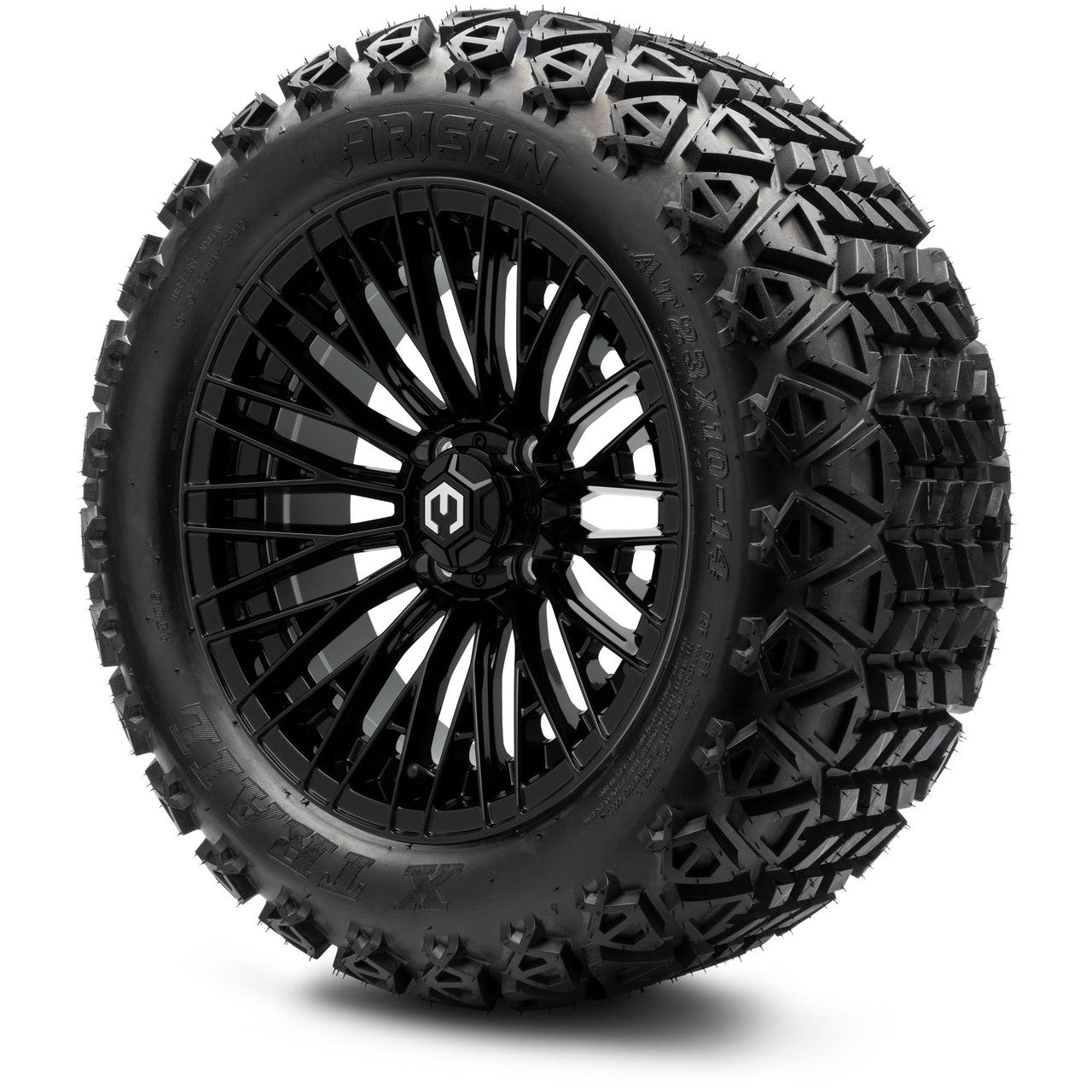 MODZ® 14" Reaper Glossy Black Wheels & Off-Road Tires Combo (Arisun X-Armory All-Terrain 23x10-14 Radial)