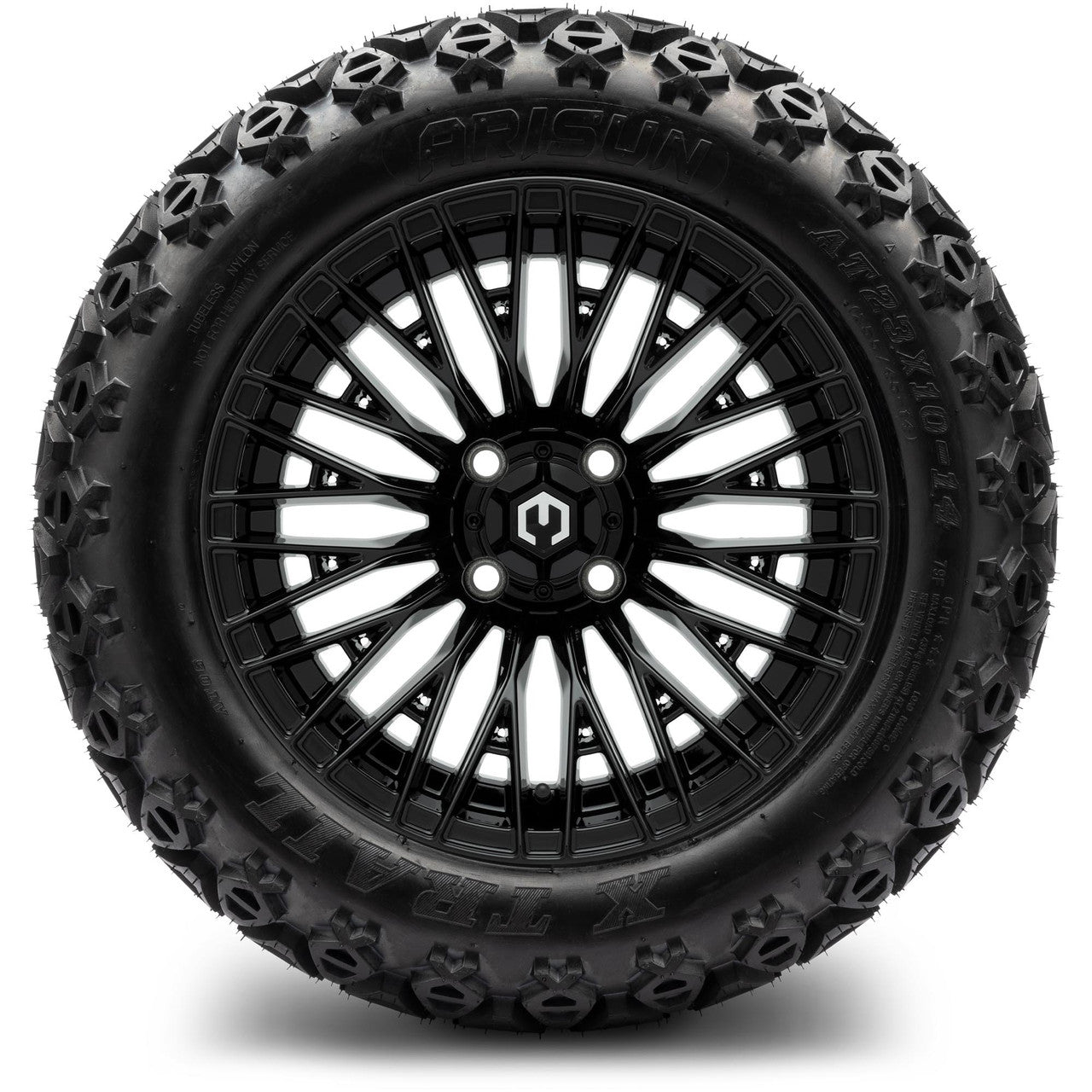 MODZ® 14" Reaper Glossy Black Wheels & Off-Road Tires Combo (Arisun X-Armory All-Terrain 23x10-14 Radial)