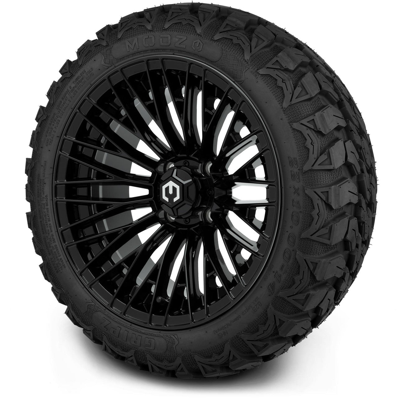 MODZ® 14" Reaper Glossy Black Wheels & Off-Road Tires Combo (Arisun X-Armory All-Terrain 23x10-14 Radial)