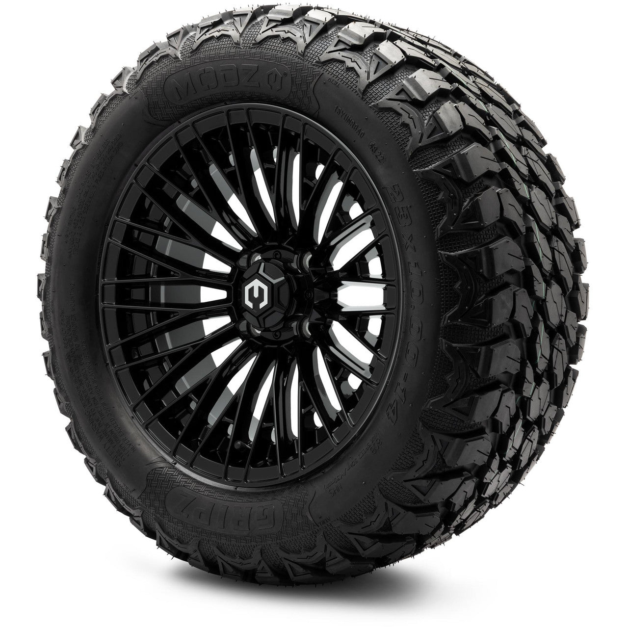 MODZ® 14" Reaper Glossy Black Wheels & Off-Road Tires Combo (Xcomp Gladiator 23-10-14 Radial)