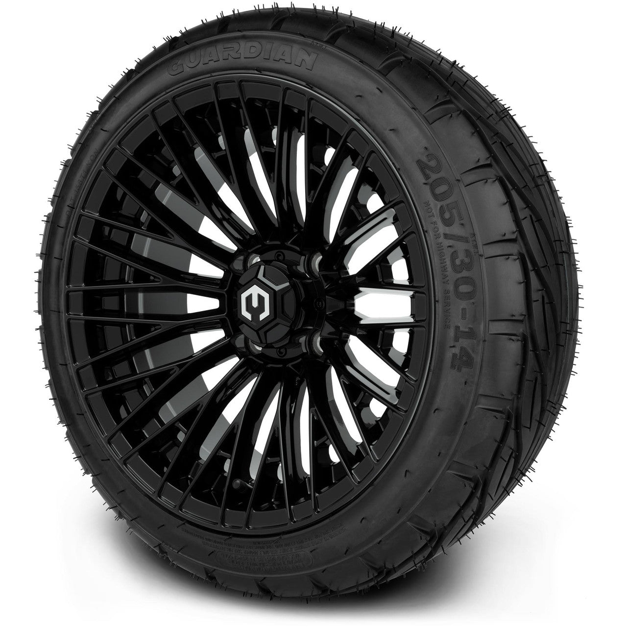 MODZ® 14" Reaper Glossy Black Wheels & Street Tires Combo (MODZ Street Fox Radial 23x10-14)
