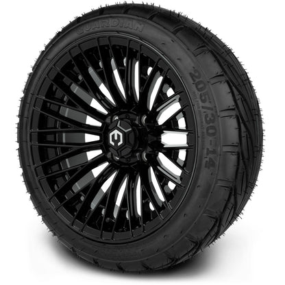MODZ® 14" Reaper Glossy Black Wheels & Street Tires Combo (MODZ Street Fox Radial 23x10-14)
