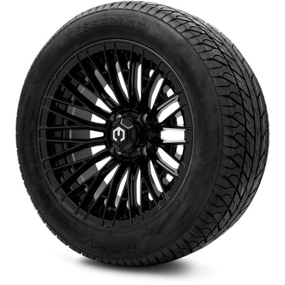 MODZ® 14" Reaper Glossy Black Wheels & Street Tires Combo (MODZ Street Fox Radial 205/40-14)