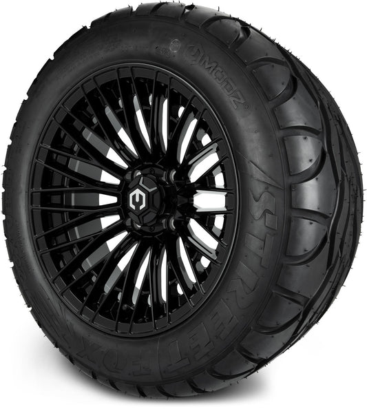 MODZ® 14" Reaper Glossy Black Wheels & Street Tires Combo (MODZ Street Fox Radial 23x10-14)