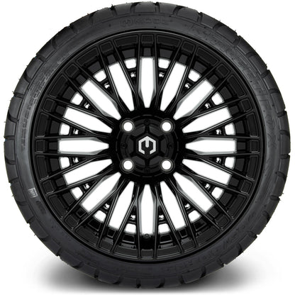 MODZ® 14" Reaper Glossy Black Wheels & Street Tires Combo (MODZ Street Fox Radial 205/40-14)