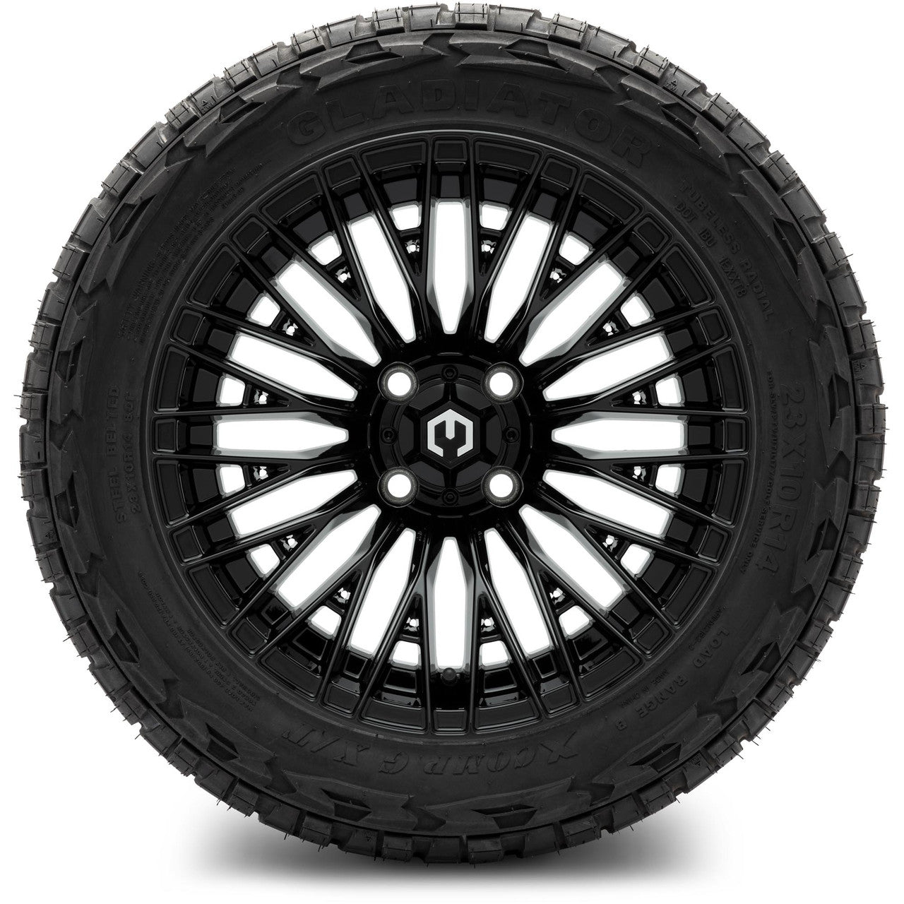 MODZ® 14" Reaper Glossy Black Wheels & Off-Road Tires Combo (Xcomp Gladiator 23-10-14 Radial)