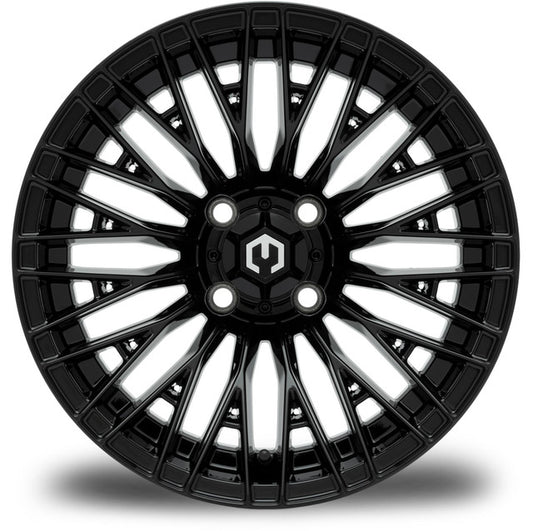 MODZ® 14" Reaper Glossy Black Wheels & Street Tires Combo (Arisun X-Sport 205/30-14)