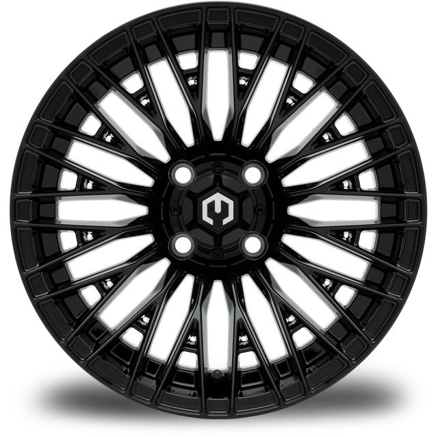 MODZ® 14" Reaper Glossy Black Wheels & Street Tires Combo (MODZ Street Fox Radial 205/40-14)
