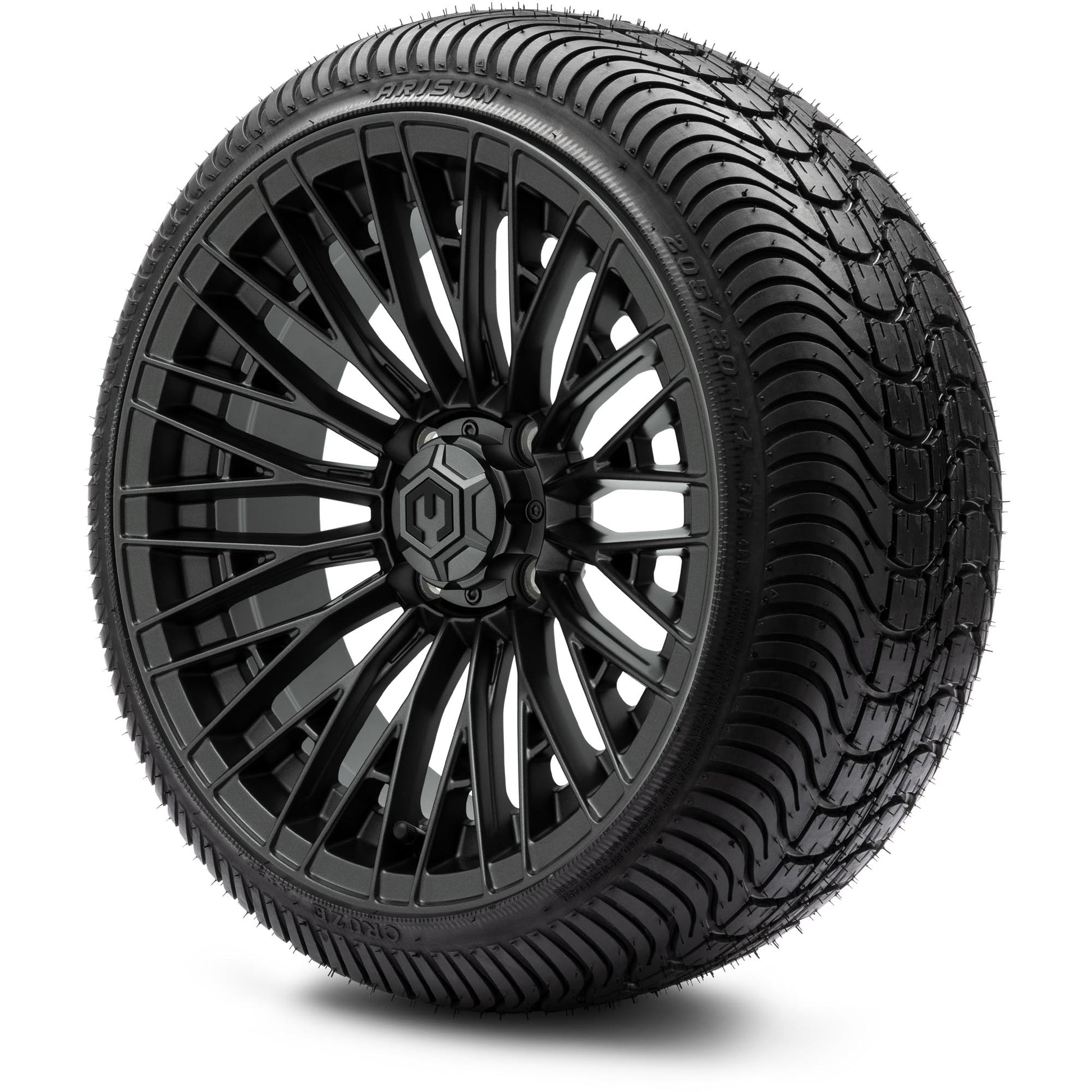 MODZ® 14" Reaper Titanium Gunmetal Wheels & Street Tires Combo (Arisun X-Sport 205/30-14)