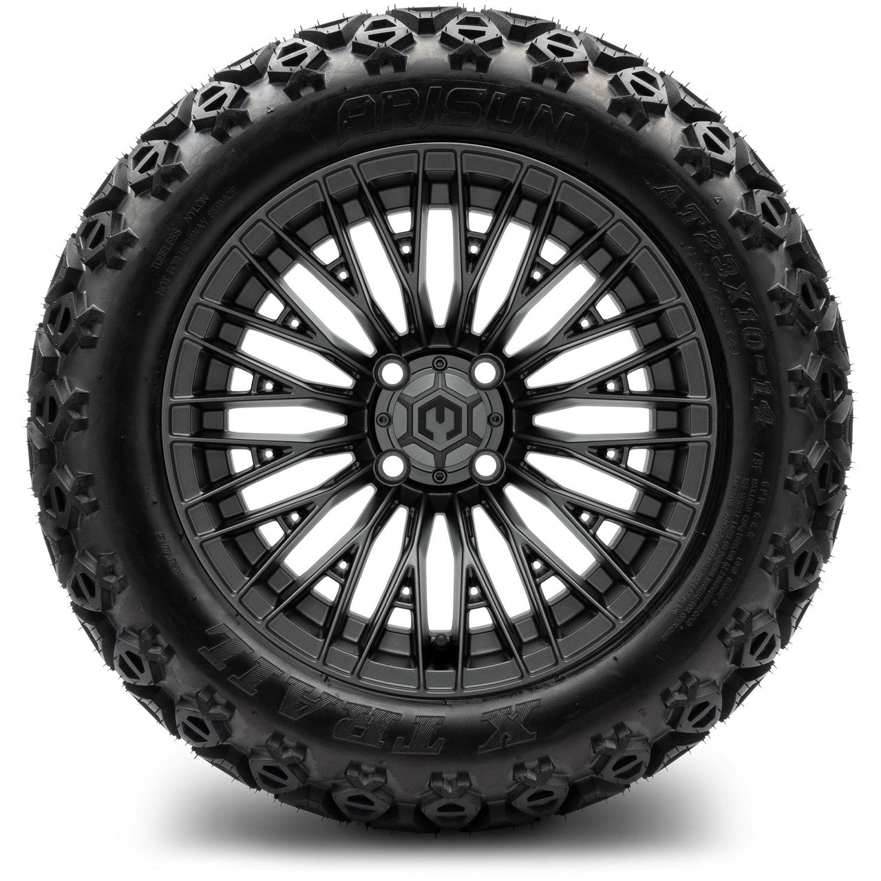 MODZ® 14" Reaper Titanium Gunmetal Wheels & Off-Road Tires Combo (Arisun X-Trail All-Terrain 23x10-14)