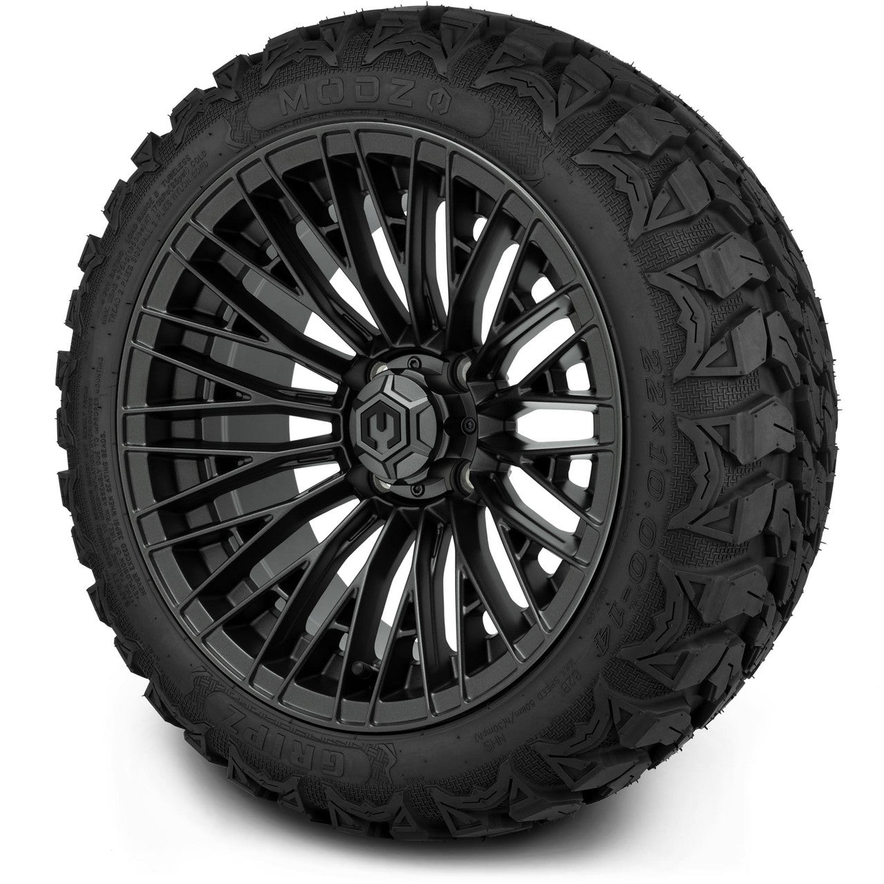 MODZ® 14" Reaper Titanium Gunmetal Wheels & Off-Road Tires Combo (Arisun X-Armory All-Terrain 23x10-14 Radial)