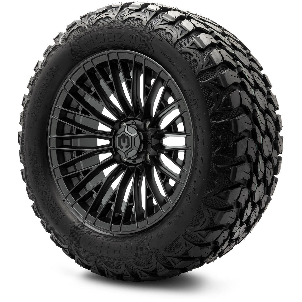 MODZ® 14" Reaper Titanium Gunmetal Wheels & Off-Road Tires Combo (Xcomp Gladiator 23-10-14 Radial)