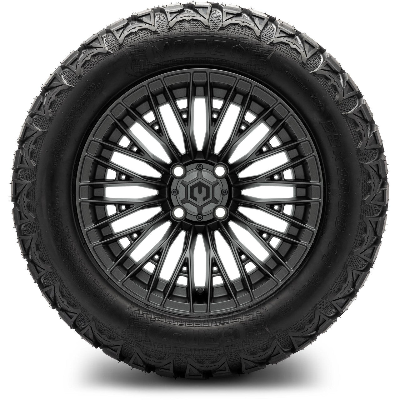 MODZ® 14" Reaper Titanium Gunmetal Wheels & Off-Road Tires Combo (Xcomp Gladiator 23-10-14 Radial)