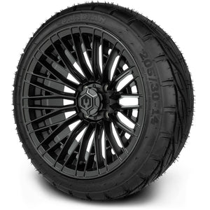 MODZ® 14" Reaper Titanium Gunmetal Wheels & Street Tires Combo (MODZ Guardian 205/30-14)