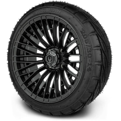 MODZ® 14" Reaper Titanium Gunmetal Wheels & Street Tires Combo (MODZ Guardian 205/30-14)