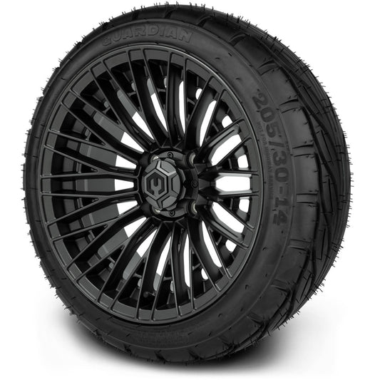 MODZ® 14" Reaper Titanium Gunmetal Wheels & Street Tires Combo (MODZ Guardian 205/30-14)