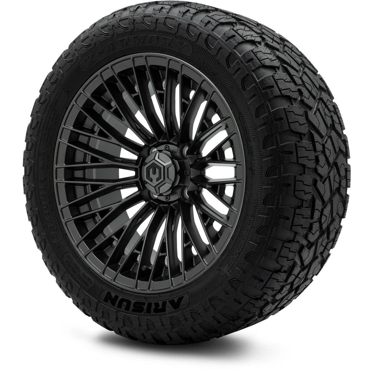 MODZ® 14" Reaper Titanium Gunmetal Wheels & Off-Road Tires Combo (Xcomp Gladiator 23-10-14 Radial)