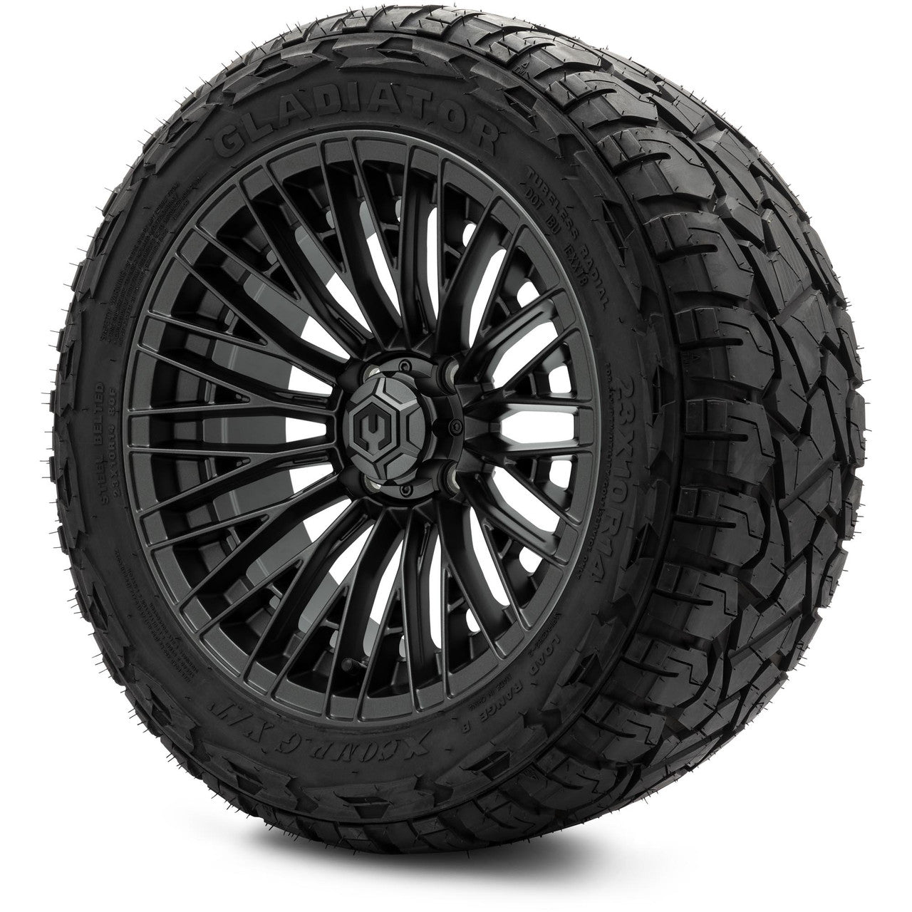 MODZ® 14" Reaper Titanium Gunmetal Wheels & Off-Road Tires Combo (Xcomp Gladiator 23-10-14 Radial)