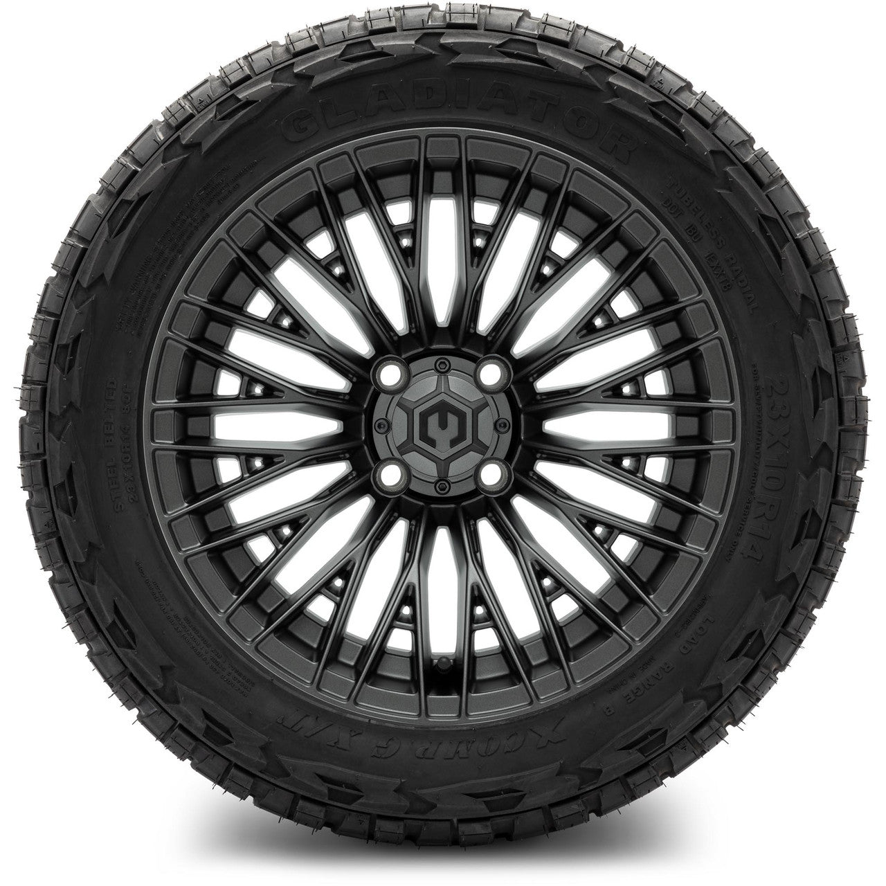 MODZ® 14" Reaper Titanium Gunmetal Wheels & Off-Road Tires Combo (Arisun X-Armory All-Terrain 23x10-14 Radial)