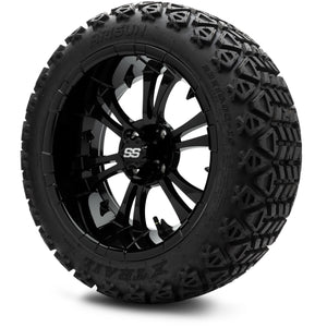 MODZ® 15" Vampire Glossy Black Wheels & Off-Road Tires Combo (Arisun X-Trail All-Terrain 23x10-15)