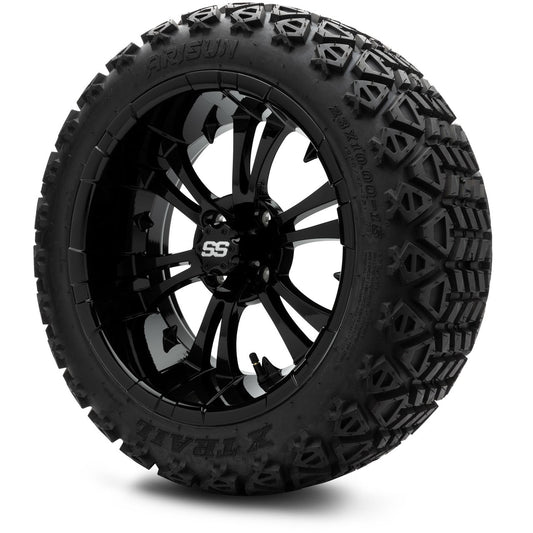 MODZ® 15" Vampire Glossy Black Wheels & Off-Road Tires Combo (Arisun X-Trail All-Terrain 23x10-15)
