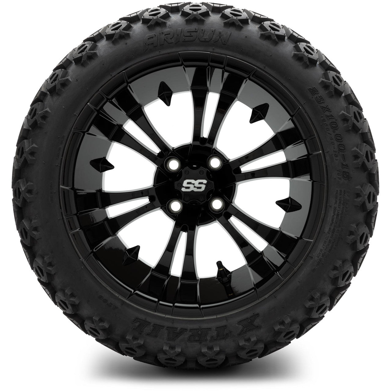 MODZ® 15" Vampire Glossy Black Wheels & Off-Road Tires Combo (Arisun X-Trail All-Terrain 23x10-15)