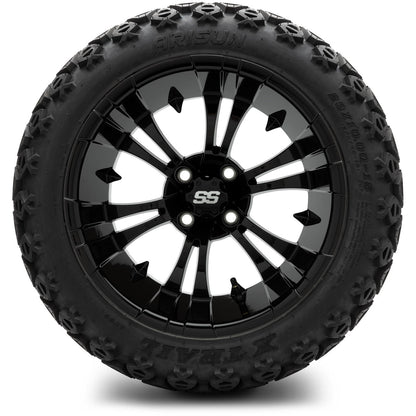 MODZ® 15" Vampire Glossy Black Wheels & Off-Road Tires Combo (Xcomp Gladiator Steel Belted Radial 23x10-15)