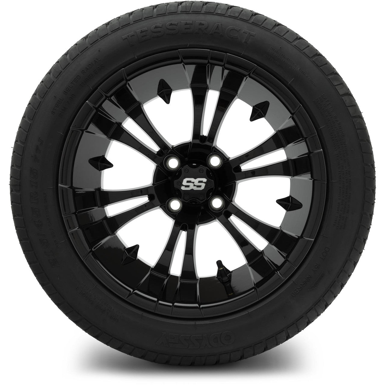 MODZ® 15" Vampire Glossy Black Wheels & Street Tires Combo (Arisun Cruze 215/35-15)