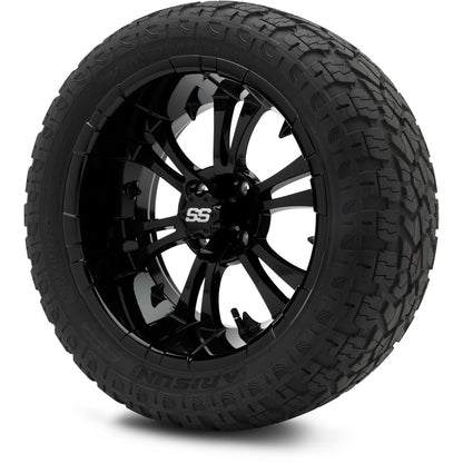MODZ® 15" Vampire Glossy Black Wheels & Off-Road Tires Combo (Arisun X-Trail All-Terrain 23x10-15)