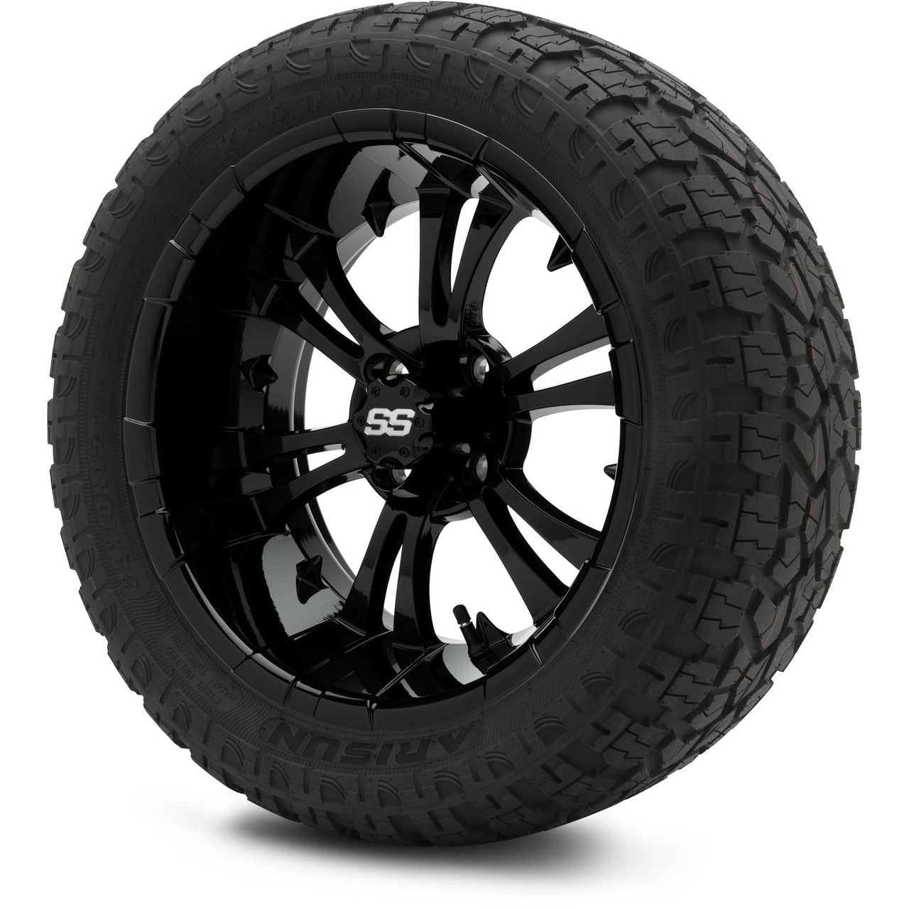 MODZ® 15" Vampire Glossy Black Wheels & Off-Road Tires Combo (Xcomp Gladiator Steel Belted Radial 23x10-15)