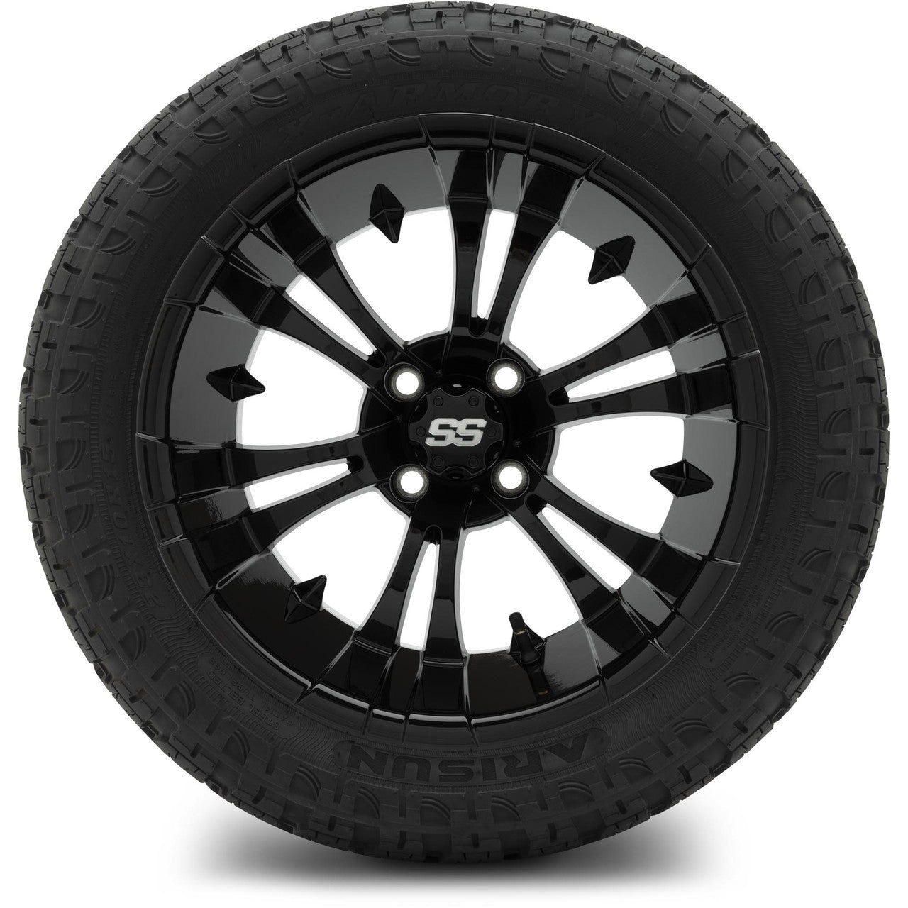 MODZ® 15" Vampire Glossy Black Wheels & Off-Road Tires Combo (Xcomp Gladiator Steel Belted Radial 23x10-15)