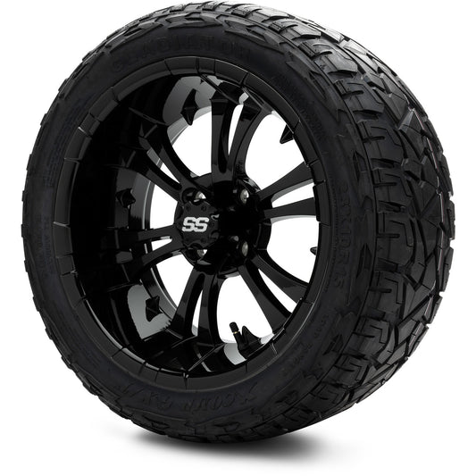 MODZ® 15" Vampire Glossy Black Wheels & Off-Road Tires Combo (Xcomp Gladiator Steel Belted Radial 23x10-15)