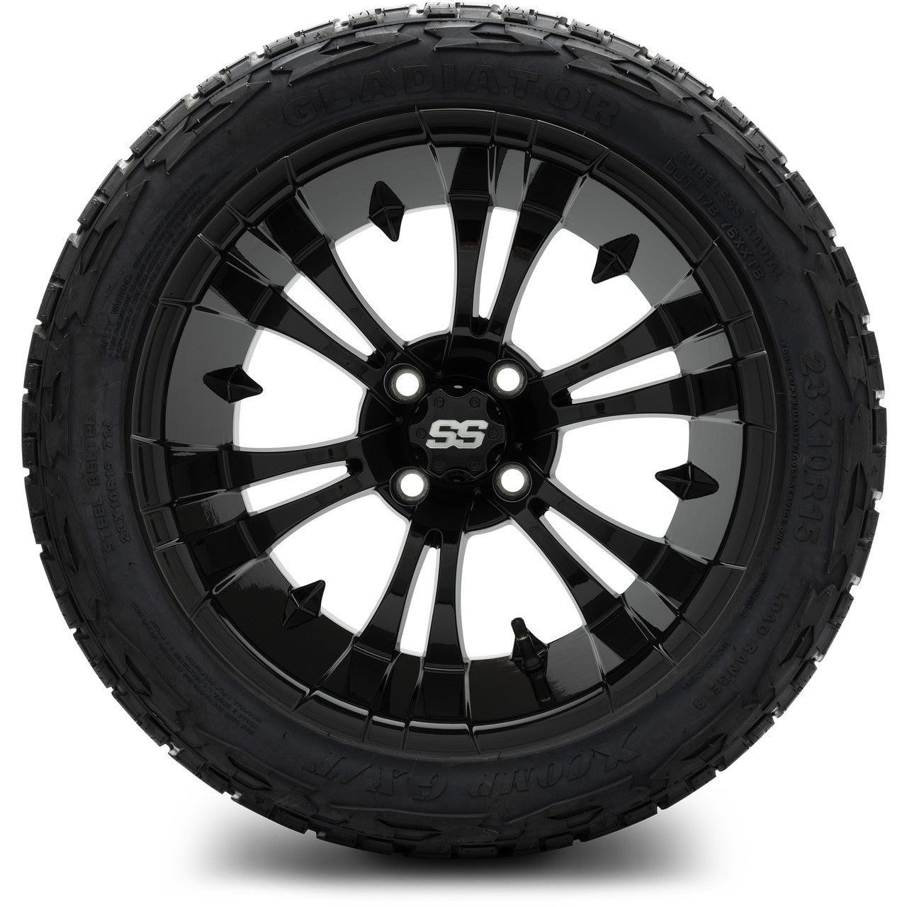 MODZ® 15" Vampire Glossy Black Wheels & Off-Road Tires Combo (Arisun X-Armory Steel Belted Radial 23x10-15)