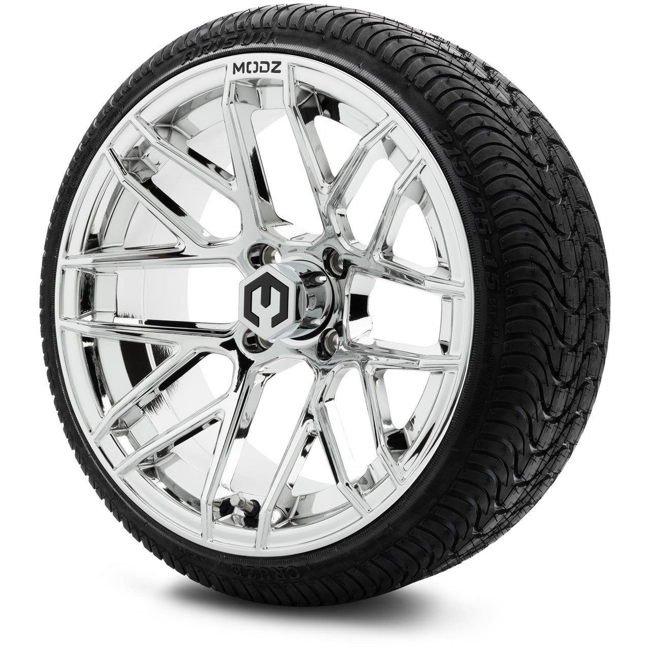 MODZ® 15" Matrix Chrome Wheels & Street Tires Combo (Arisun Cruze 215/35-15)