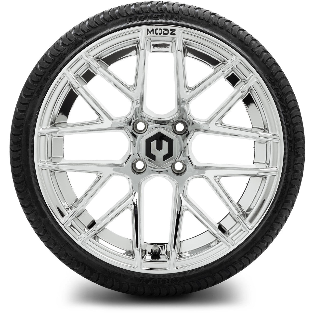 MODZ® 15" Matrix Chrome Wheels & Street Tires Combo (Odyssey Tesseract Steel-Belted Radial 215/35-R15)