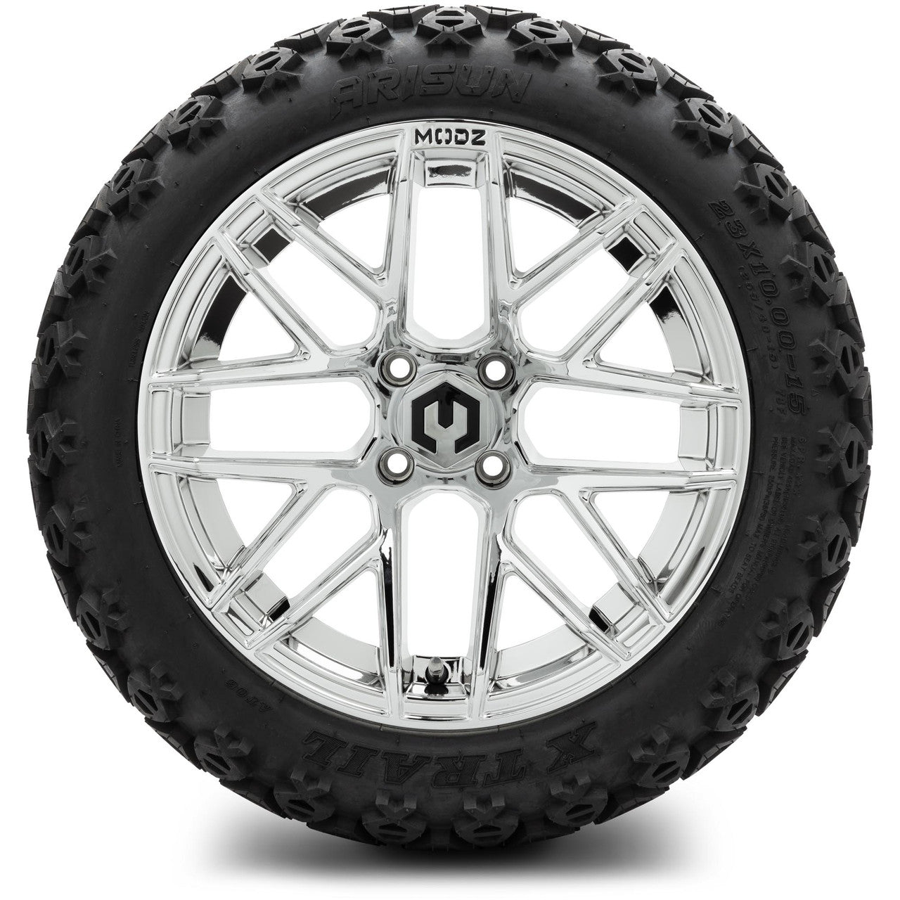 MODZ® 15" Matrix Chrome Wheels & Off-Road Tires Combo (Arisun X-Trail All-Terrain 23x10-15)