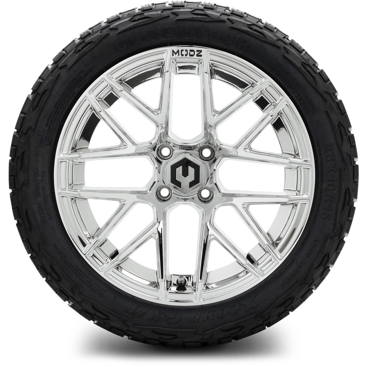 MODZ® 15" Matrix Chrome Wheels & Off-Road Tires Combo (Xcomp Gladiator Steel Belted Radial 23x10-15)
