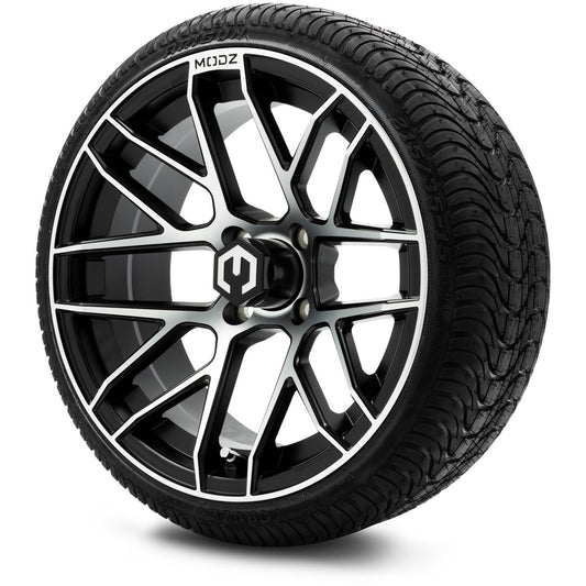 MODZ® 15" Matrix Machined Black Wheels & Street Tires Combo (Arisun Cruze 215/35-15)