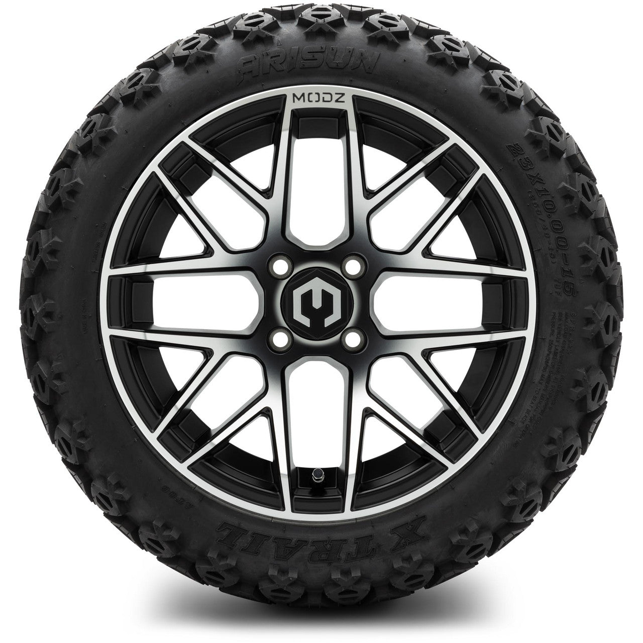 MODZ® 15" Matrix Machined Black Wheels & Off-Road Tires Combo (Arisun X-Trail All-Terrain 23x10-15)