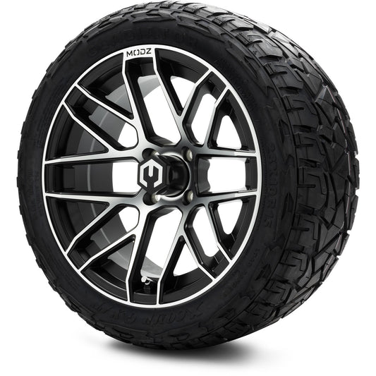MODZ® 15" Matrix Machined Black Wheels & Off-Road Tires Combo (Xcomp Gladiator Steel Belted Radial 23x10-15)