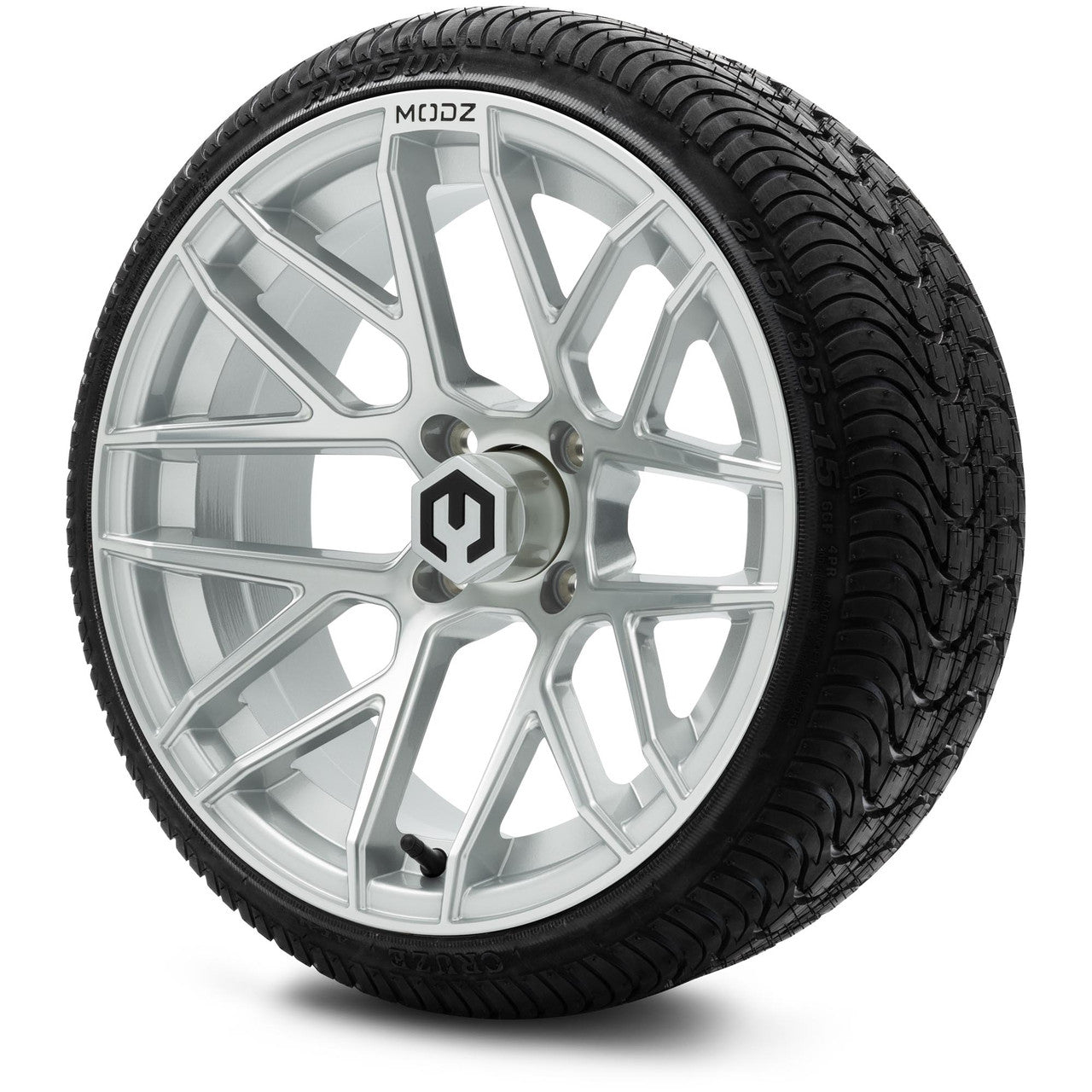 MODZ® 15" Matrix Silver Wheels & Street Tires Combo (Arisun Cruze 215/35-15)