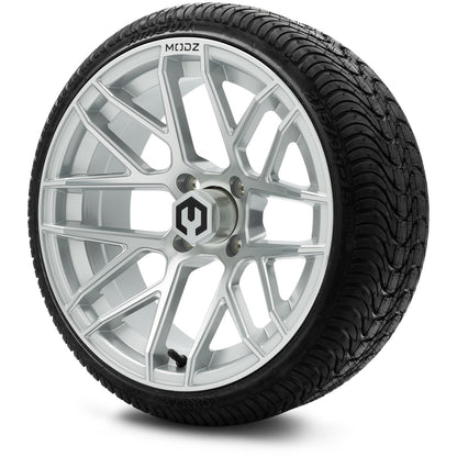 MODZ® 15" Matrix Silver Wheels & Street Tires Combo (Arisun Cruze 215/35-15)