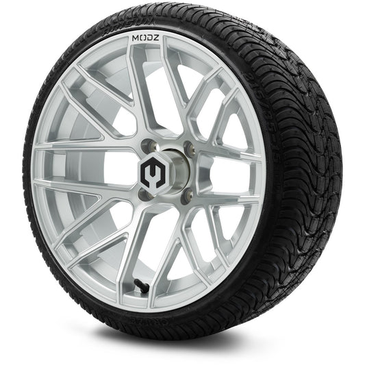 MODZ® 15" Matrix Silver Wheels & Street Tires Combo (Arisun Cruze 215/35-15)