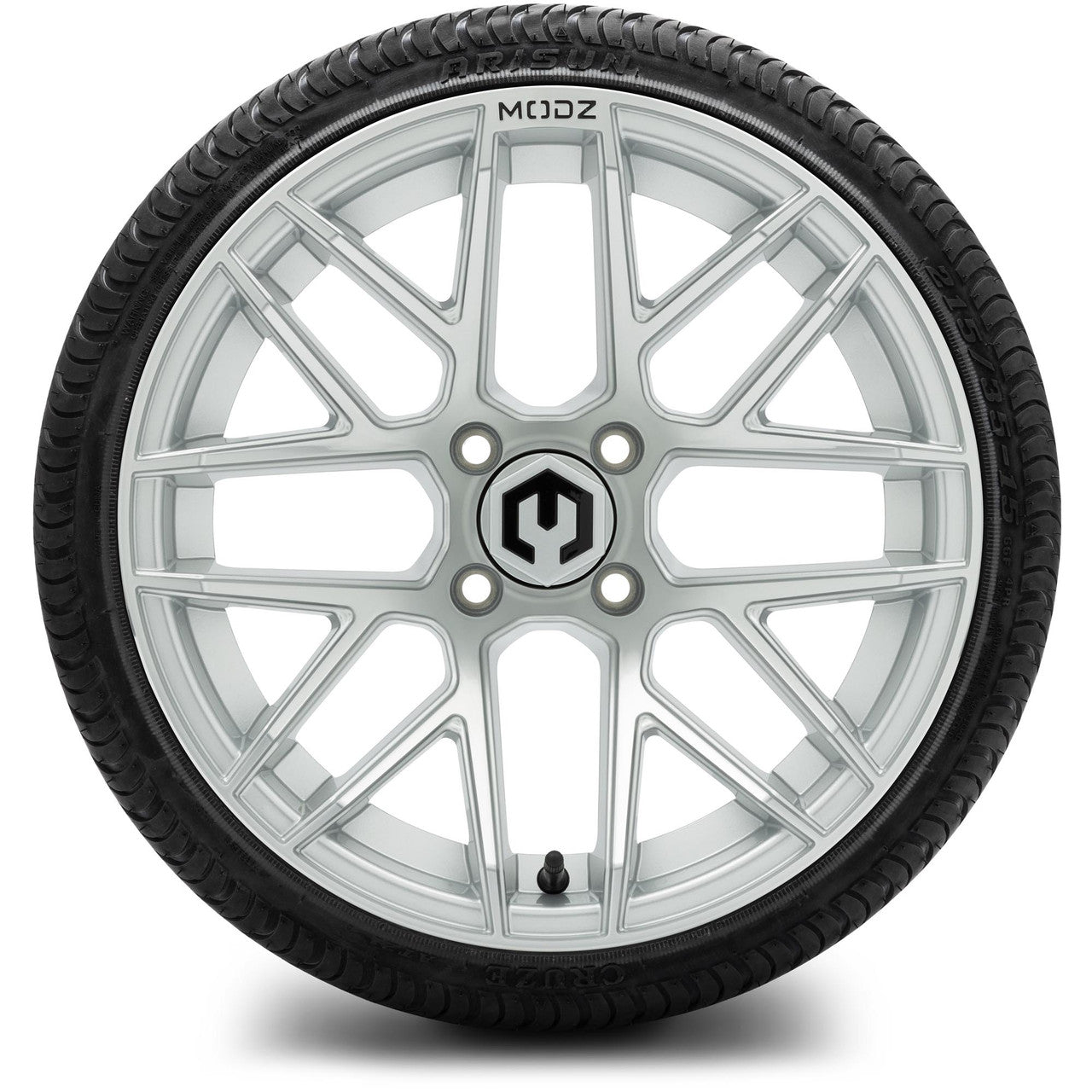 MODZ® 15" Matrix Silver Wheels & Street Tires Combo (Odyssey Tesseract Steel-Belted Radial 215/35-R15)