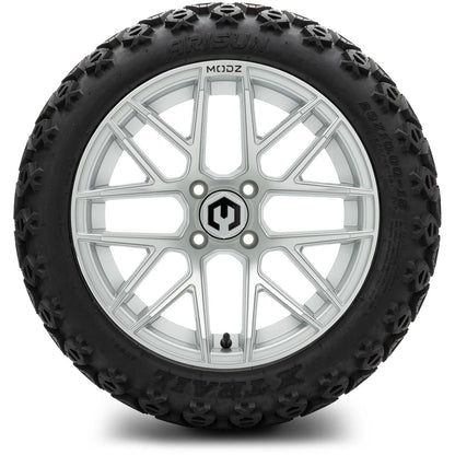 MODZ® 15" Matrix Silver Wheels & Off-Road Tires Combo (Arisun X-Trail All-Terrain 23x10-15)