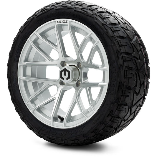 MODZ® 15" Matrix Silver Wheels & Off-Road Tires Combo (Xcomp Gladiator Steel Belted Radial 23x10-15)