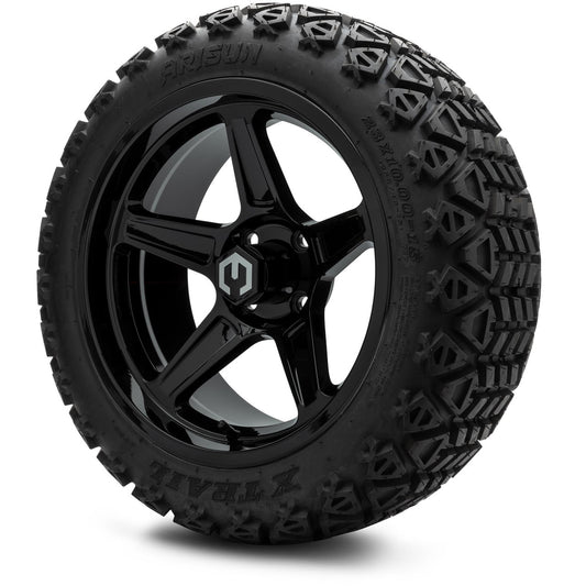 MODZ® 15" Drift Glossy Black Wheels & Off-Road Tires Combo (Arisun X-Trail All-Terrain 23x10-15)