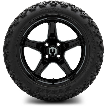 MODZ® 15" Drift Glossy Black Wheels & Off-Road Tires Combo (Arisun X-Armory Steel Belted Radial 23x10-15)