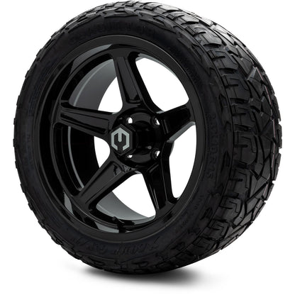 MODZ® 15" Drift Glossy Black Wheels & Off-Road Tires Combo (Xcomp Gladiator Steel Belted Radial 23x10-15)